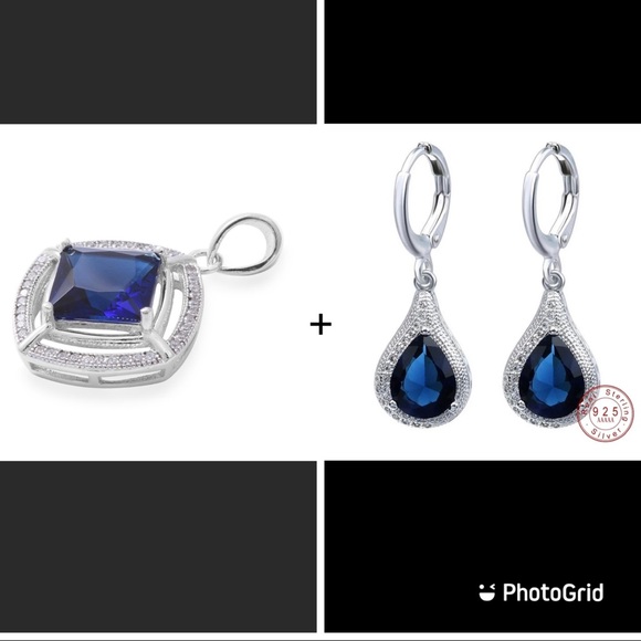 925 Sterling Silver Earrings and Matching Pendant - Picture 1 of 7